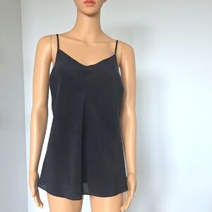 J. Crew Black Camisole Top with V-Neck 100% Silk Small